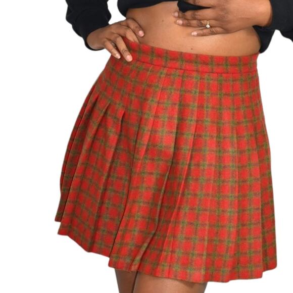 Vintage Abercrombie Plaid Skirt Red Tennis Pleated Mini Tartan Wool Size Small - Picture 15 of 16